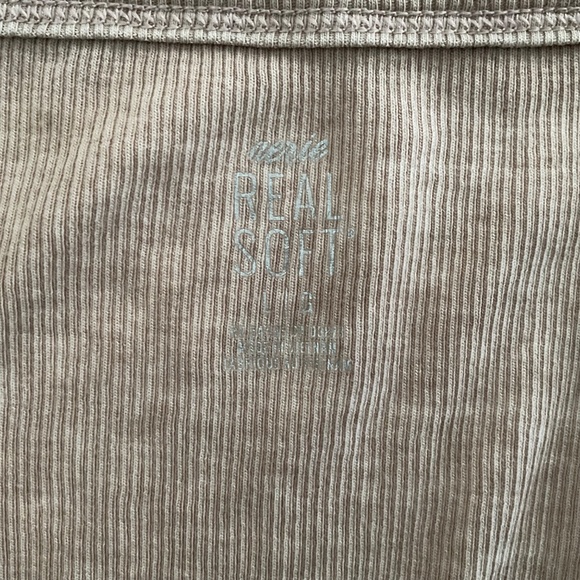 Aerie Women’s Ribbed Henley Tank Top Sz L Brown Real & Soft Leisure Y2K Lounge - Picture 3 of 9